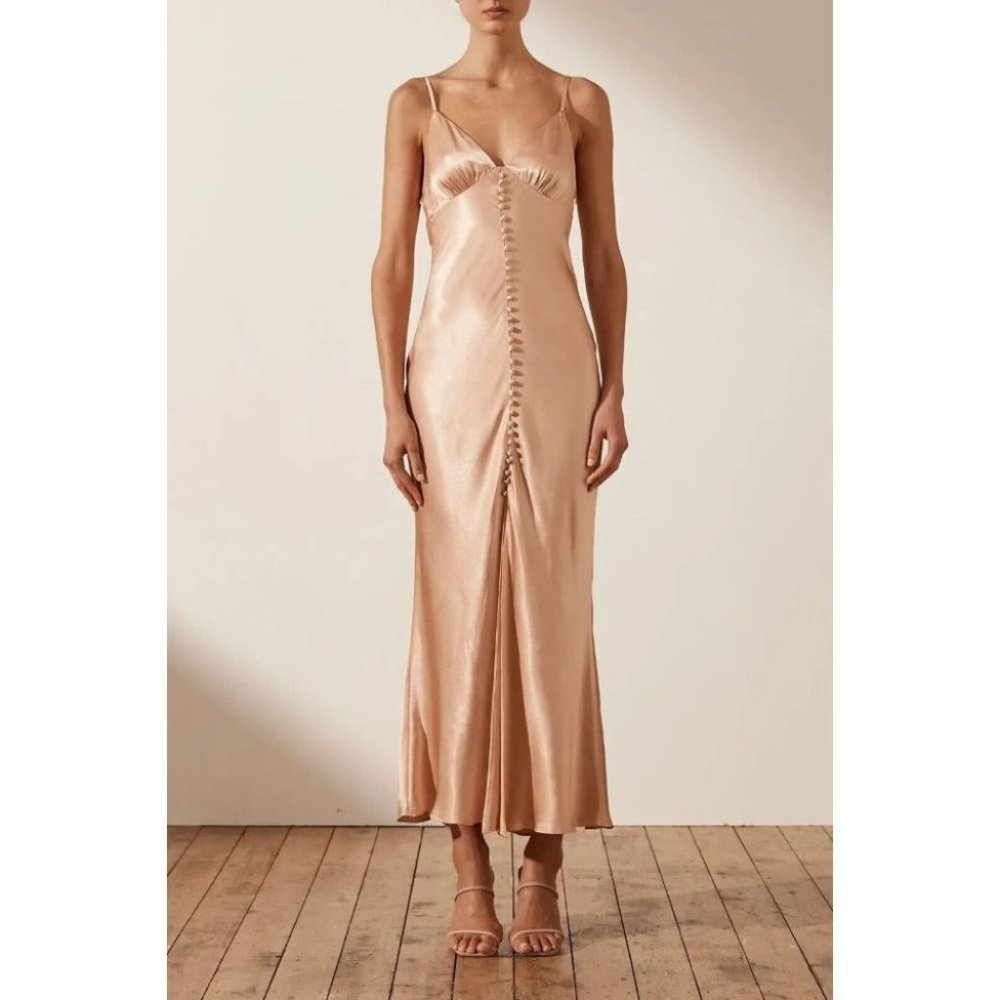 Shona Joy BNWT La Lune Bias Cut Slip Dress Women's Size 12 Desert Rose - Picture 1 of 11